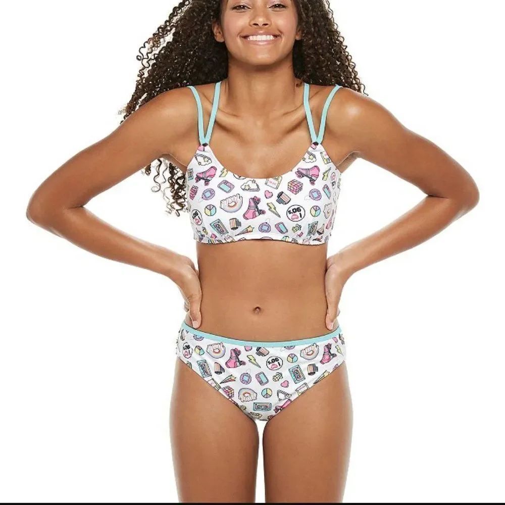 XL bikini bathing swim suit 90’s disco roller skates
